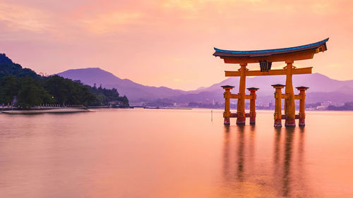 Miyajima, hiroshima, japan at itsukushima shrine.