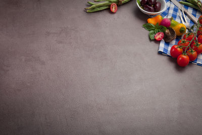 High angle view of fruits on table