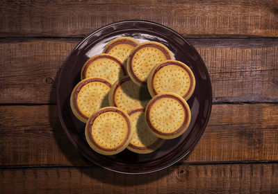 High angle view of breakfast on table