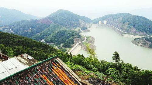 High angle view of mountain range