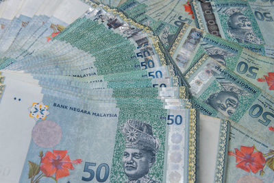 Malaysian currency close up