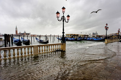 Gondolas moored at grand canal