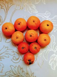 High angle view of oranges on table