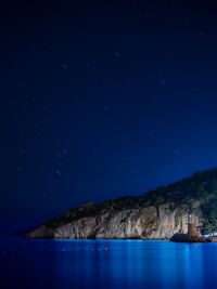 Scenic view of sea against sky at night