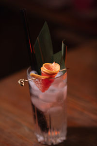 Close-up of drink in glass on table