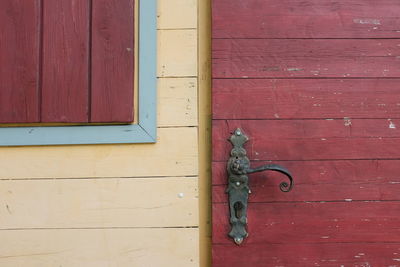 Closed door of old house