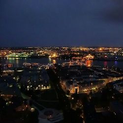 Illuminated cityscape at night