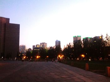 Illuminated cityscape at night