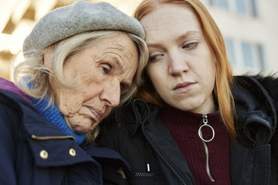 Senior woman with adult granddaughter