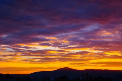 Silhouette of mountains at sunset