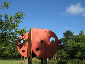 Close-up of fire hydrant against clear blue sky