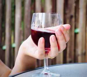 Close-up of hand holding drink