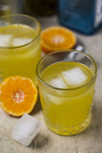 High angle view of drink on table