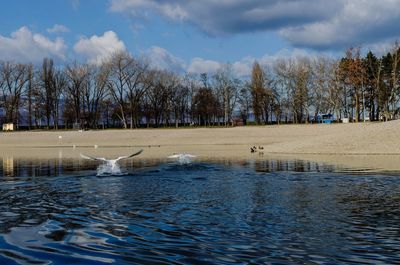 Scenic view of lake against sky