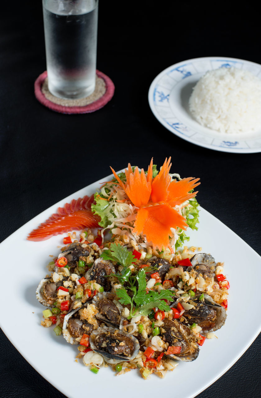 CLOSE-UP OF MEAL SERVED IN PLATE