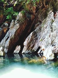 Rock formation in sea
