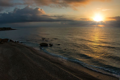 Scenic view of sea against sky during sunset