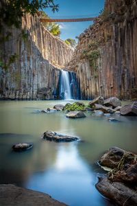 Scenic view of waterfall