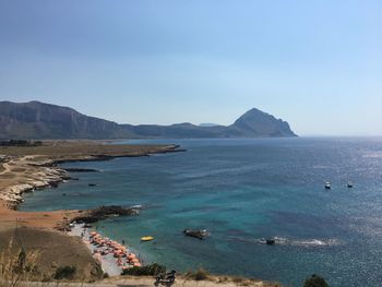 Scenic view of sea against clear sky