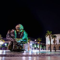 Illuminated building at night