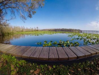 Scenic view of lake against sky