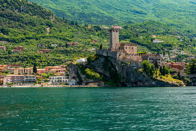View of the scaliger castle in malcesine on lake garda in italy.