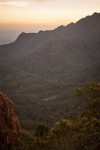 Beautiful view to adventure highliner with big mountains on the back