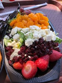 Close-up of strawberries in plate