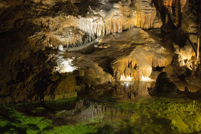 View of illuminated cave