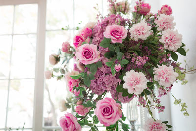 Close-up of pink rose bouquet