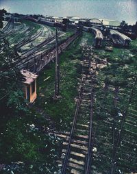 High angle view of railroad tracks