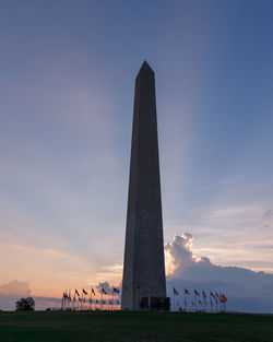Low angle view of monument against sky during sunset