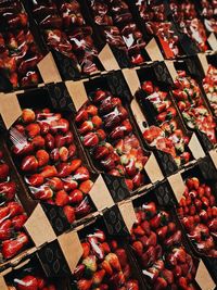 High angle view of food for sale