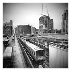 Railroad tracks in city