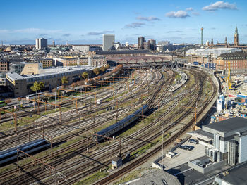 High angle view of cityscape.