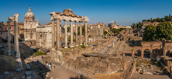 Panoramic view of old building against sky