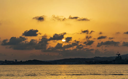 Scenic view of sea against sky during sunset