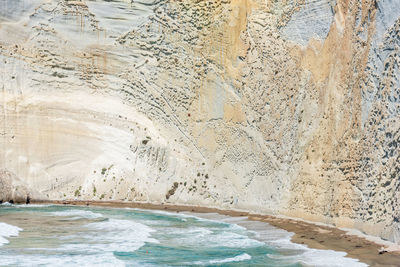 The view from the top of chiaia di luna beach in the ponza island, lazio, italy. the beach is closed 