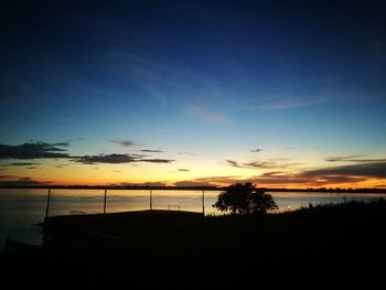 Scenic view of sea against sky at sunset