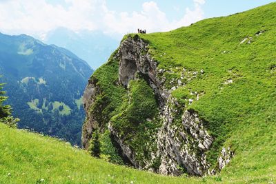 Panoramic view of landscape and mountains against sky