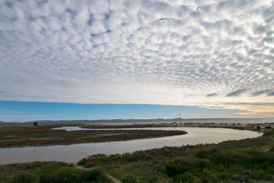 Scenic view of sea against cloudy sky