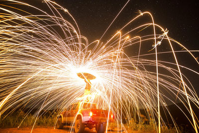 Firework display at night