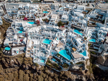 High angle view of garbage in sea