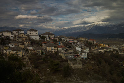 High angle view of townscape against sky