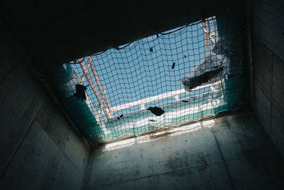 High angle view of window on abandoned building