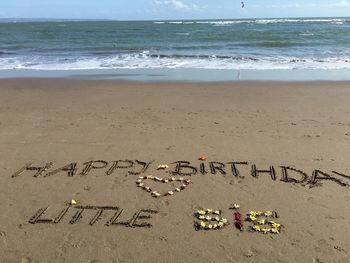 Birthday message in the sand