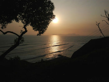 Scenic view of sea at sunset