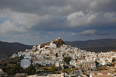 High angle view of townscape against sky