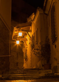 Illuminated building at night