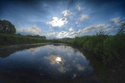 Scenic view of lake against sky